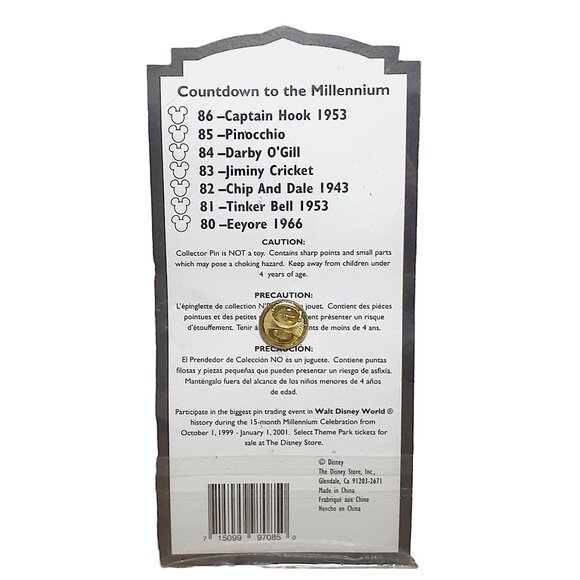 Countdown to the Millennium Vintage 2000 Pinocchio 1940 Disney Pin 83 of 101 - Picture 3 of 3